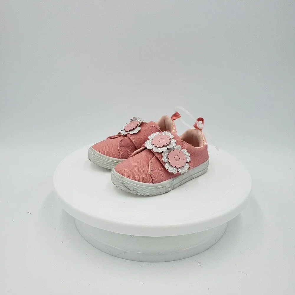 OshKosh B'gosh Pink Floral Canvas Sneakers Toddler Girls Size 5 Shoes‎